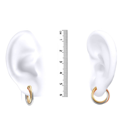 9ct 3-Colour Gold  Russian Wedding Ring 3mm Hoop Earrings 20mm - JER090
