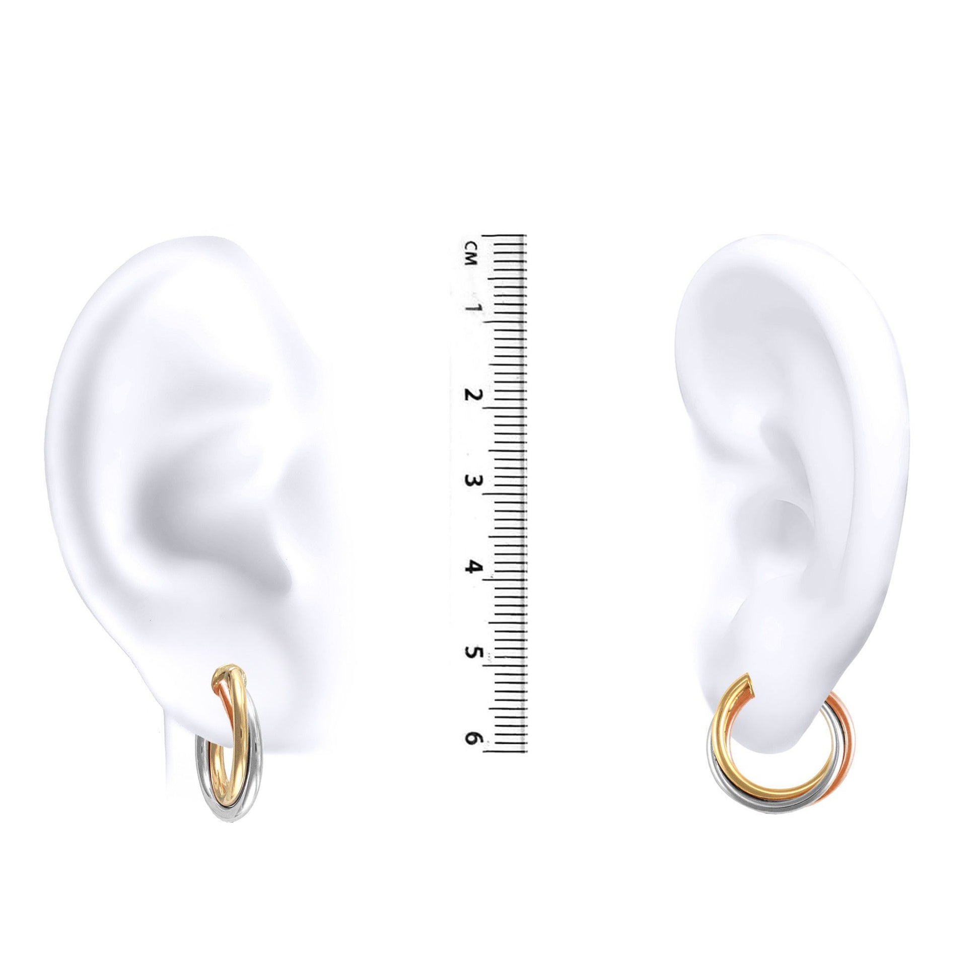 9ct 3-Colour Gold  Russian Wedding Bond 3mm Hoop Earrings 20mm - JER090