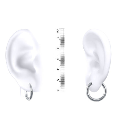 Ladies 9ct White Gold  Polished 3mm Hoop Earrings 20mm - JER127