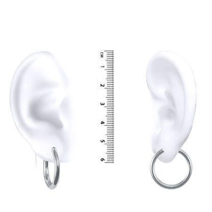 Ladies 9ct White Gold  Polished 3mm Hoop Earrings 25mm - JER128