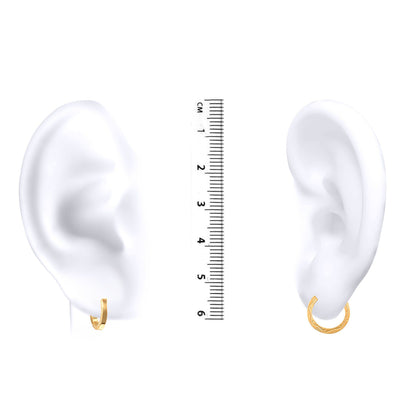 Ladies 9ct Gold  Floral Engraved 2mm Hoop Earrings 13mm - JER143