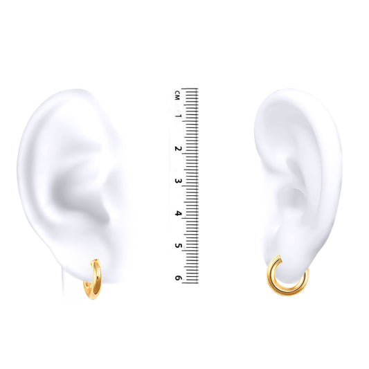 Ladies 9ct Gold  Polished 3mm Hoop Earrings 14mm - JER179A