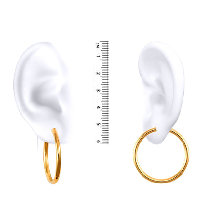 Ladies 9ct Gold  Polished 3mm Hoop Earrings 35mm - JER179C