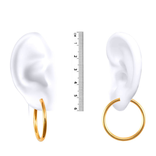 Ladies 9ct Gold  Polished 3mm Hoop Earrings 35mm - JER179C
