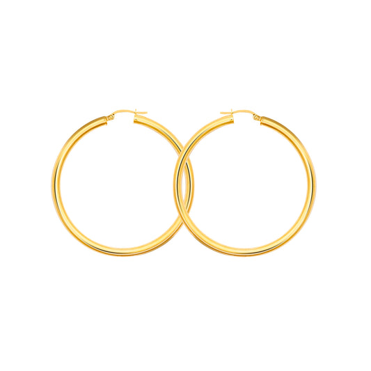 Ladies 9ct Gold  Polished 3mm Hoop Earrings 45mm - JER179D