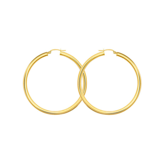 Ladies 9ct Gold  Polished 3mm Hoop Earrings 45mm - JER179D