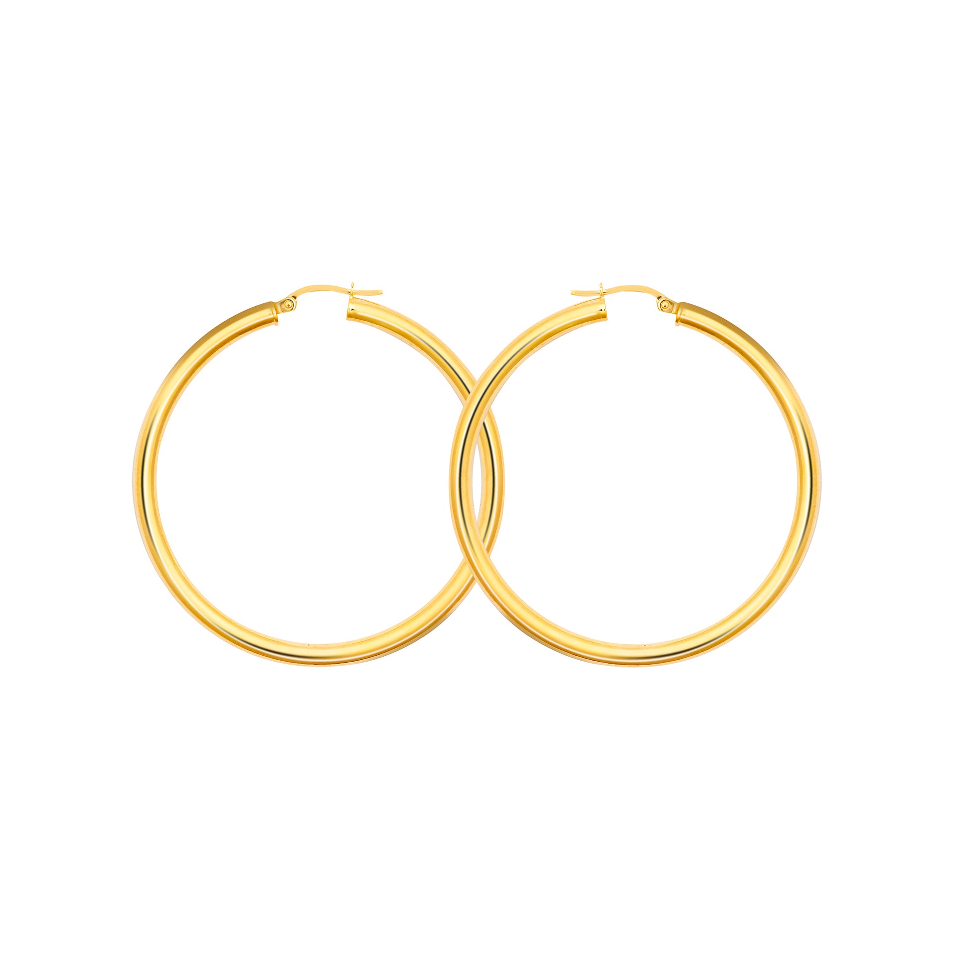 Ladies 9ct Gold  Polished 3mm Hoop Earrings 45mm - JER179D
