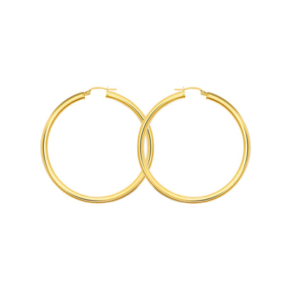 Ladies 9ct Gold  Polished 3mm Hoop Earrings 45mm - JER179D