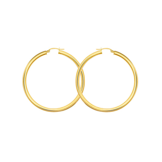 Ladies 9ct Gold  Polished 3mm Hoop Earrings 45mm - JER179D