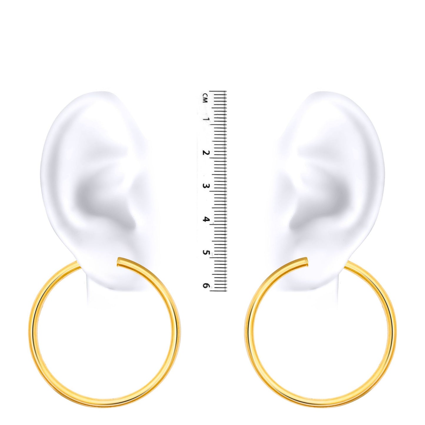 Ladies 9ct Gold  Polished 3mm Hoop Earrings 45mm - JER179D