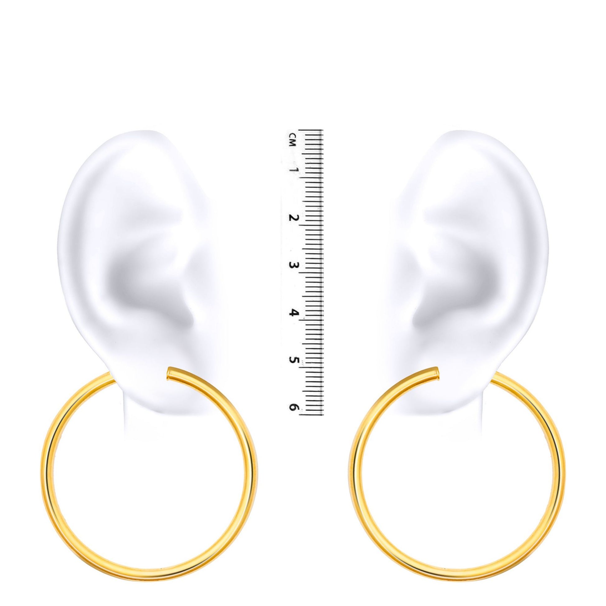Ladies 9ct Gold  Polished 3mm Hoop Earrings 45mm - JER179D