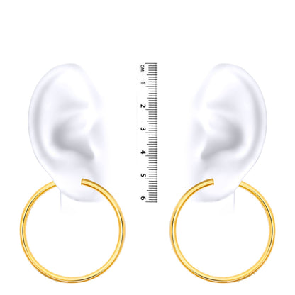 Ladies 9ct Gold  Polished 3mm Hoop Earrings 45mm - JER179D