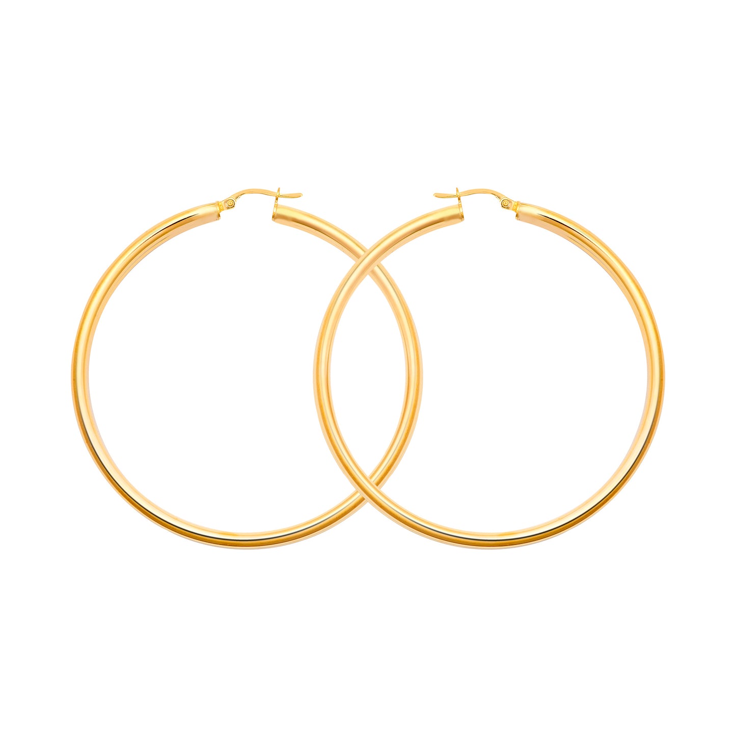 Ladies 9ct Gold  Polished 3mm Hoop Earrings 55mm - JER179E