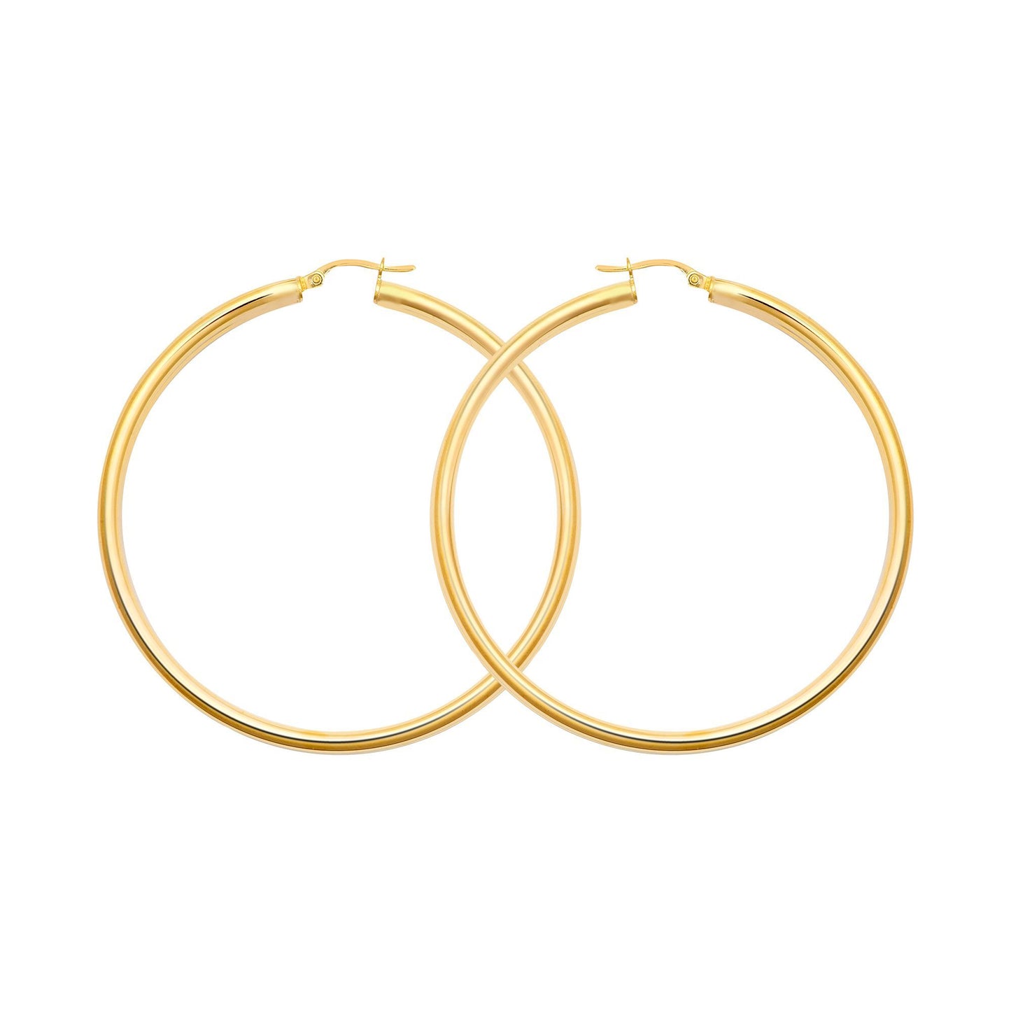 Ladies 9ct Gold  Polished 3mm Hoop Earrings 55mm - JER179E