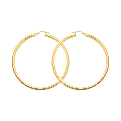 Ladies 9ct Gold  Polished 3mm Hoop Earrings 55mm - JER179E