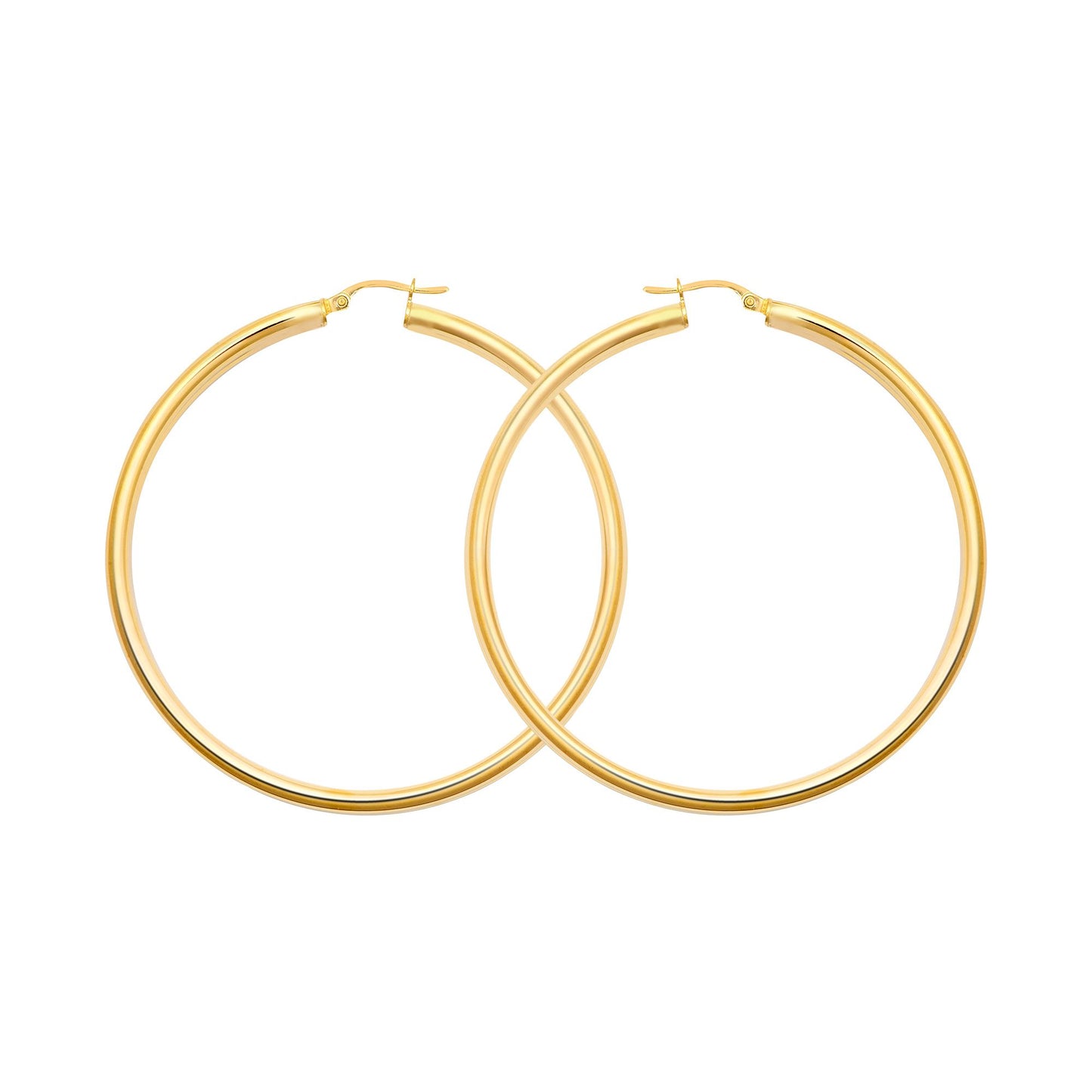 Ladies 9ct Gold  Polished 3mm Hoop Earrings 55mm - JER179E
