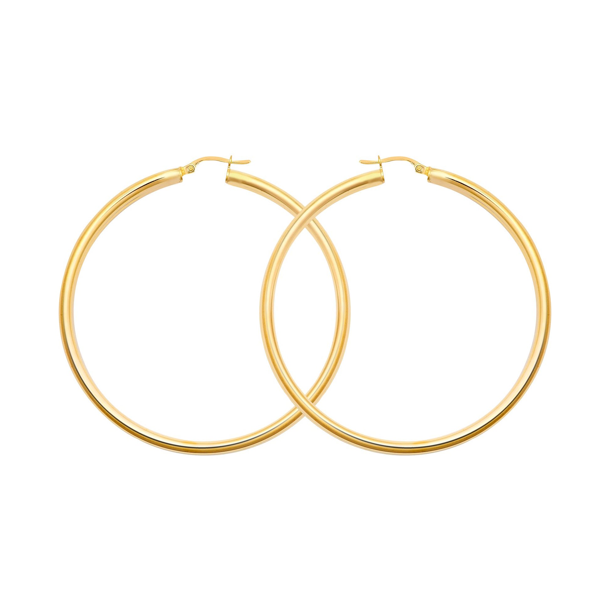 Ladies 9ct Gold  Polished 3mm Hoop Earrings 55mm - JER179E