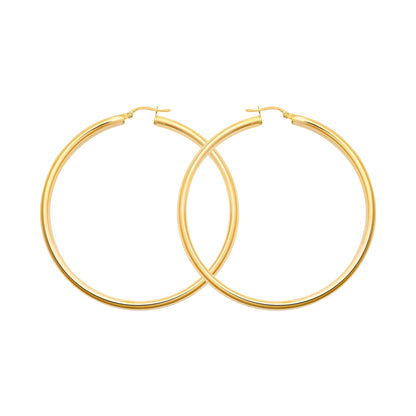 Ladies 9ct Gold  Polished 3mm Hoop Earrings 55mm - JER179E