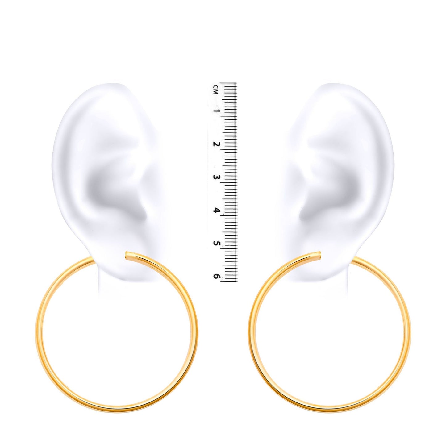 Ladies 9ct Gold  Polished 3mm Hoop Earrings 55mm - JER179E