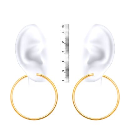 Ladies 9ct Gold  Polished 3mm Hoop Earrings 55mm - JER179E