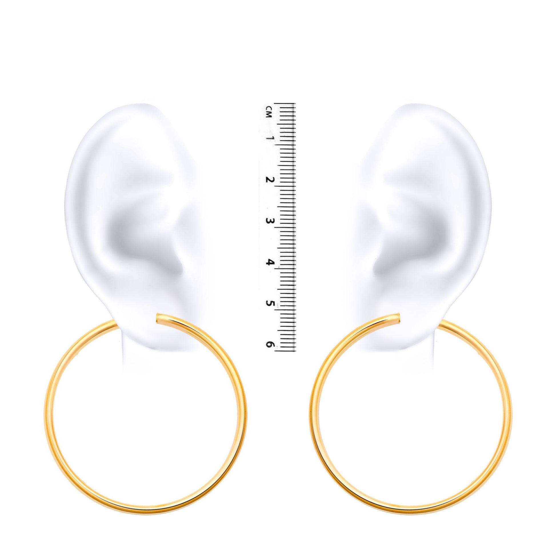 Ladies 9ct Gold  Polished 3mm Hoop Earrings 55mm - JER179E