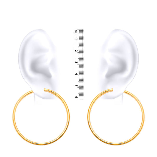 Ladies 9ct Gold  Polished 3mm Hoop Earrings 55mm - JER179E