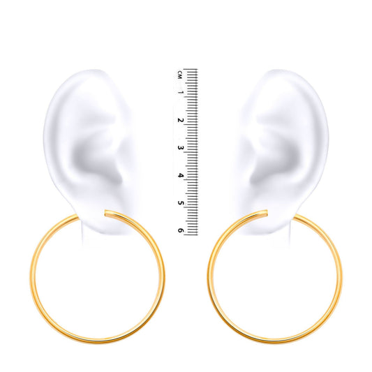 Ladies 9ct Gold  Polished 3mm Hoop Earrings 55mm - JER179E