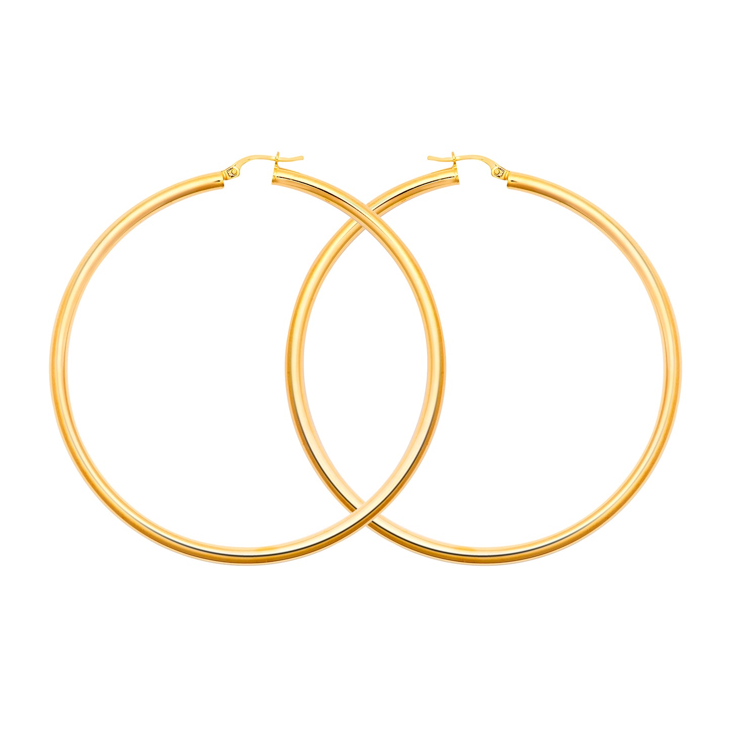 Ladies 9ct Gold  Polished 3mm Hoop Earrings 65mm - JER179F