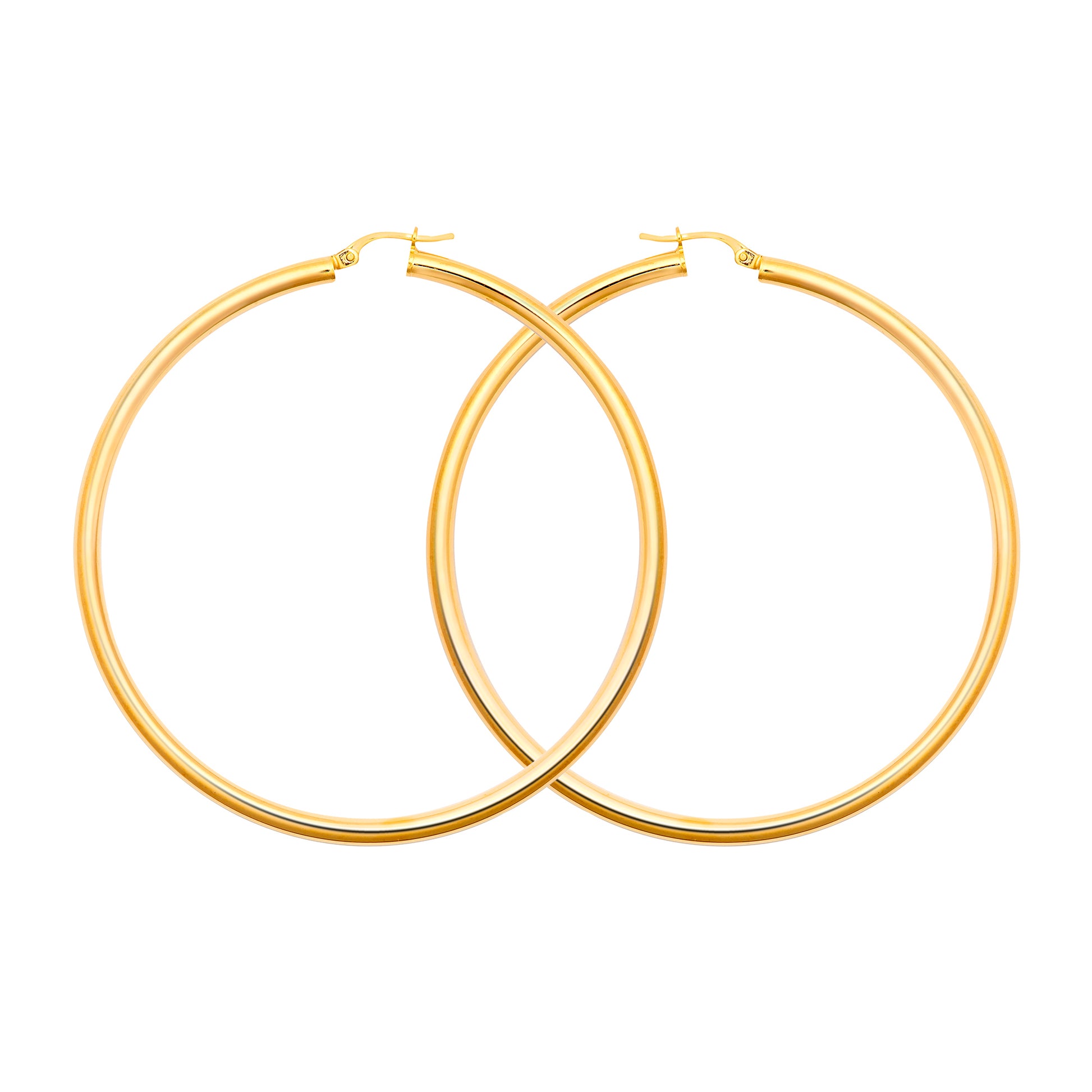 Ladies 9ct Gold  Polished 3mm Hoop Earrings 65mm - JER179F