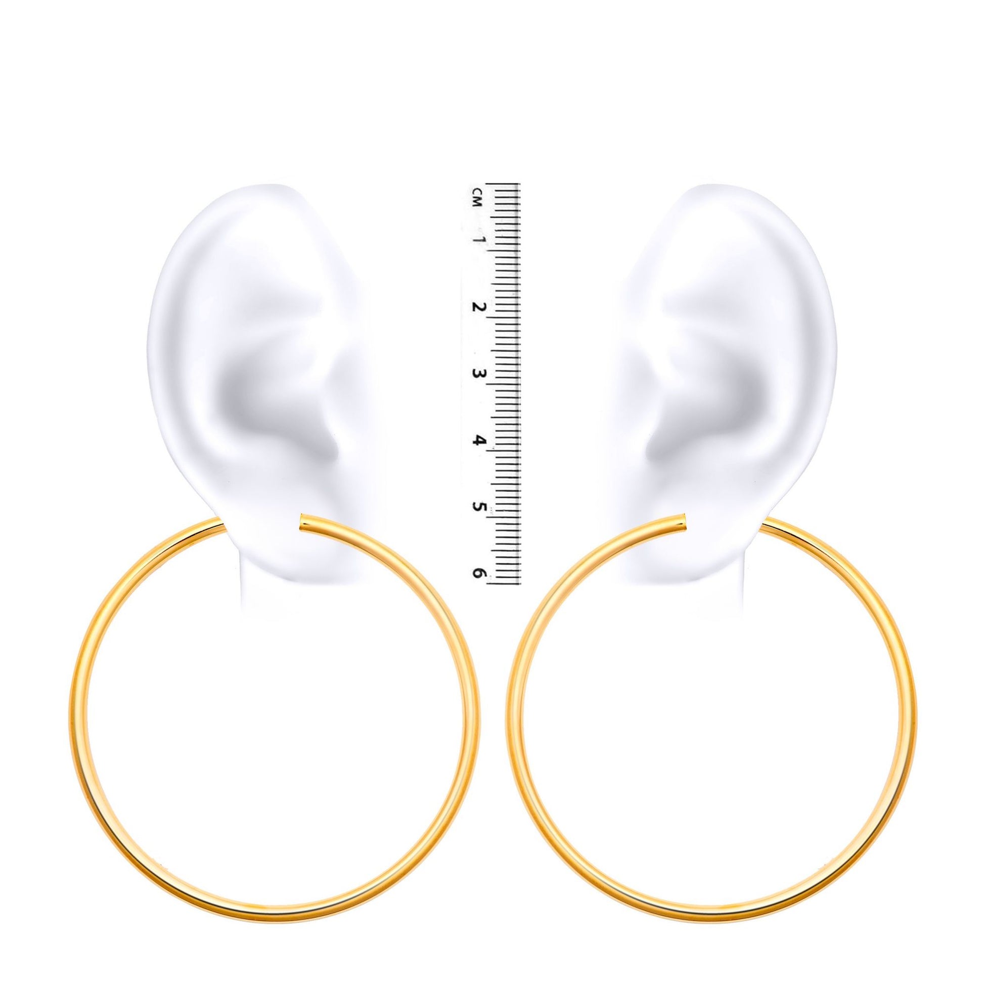 Ladies 9ct Gold  Polished 3mm Hoop Earrings 65mm - JER179F