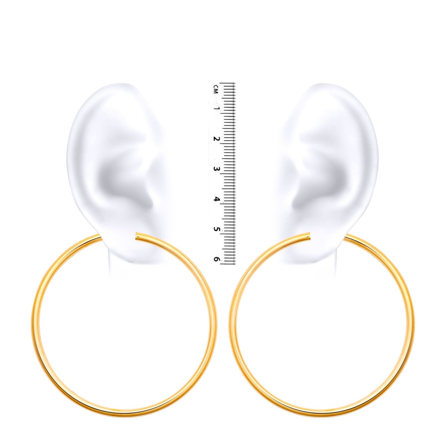 Ladies 9ct Gold  Polished 3mm Hoop Earrings 65mm - JER179F
