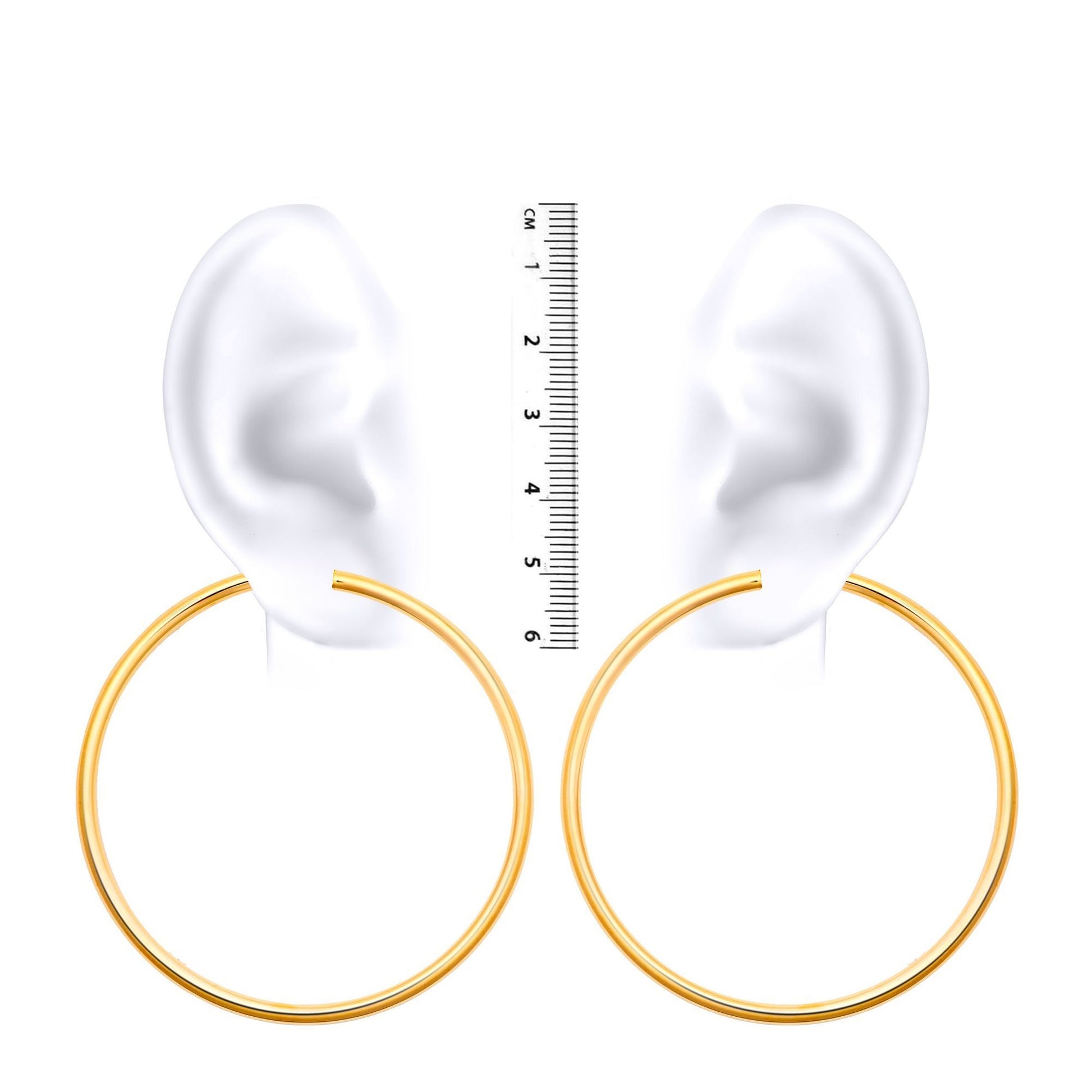 Ladies 9ct Gold  Polished 3mm Hoop Earrings 65mm - JER179F