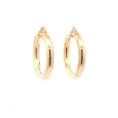Ladies 9ct Gold  Polished 4mm Hoop Earrings 27mm - JER181