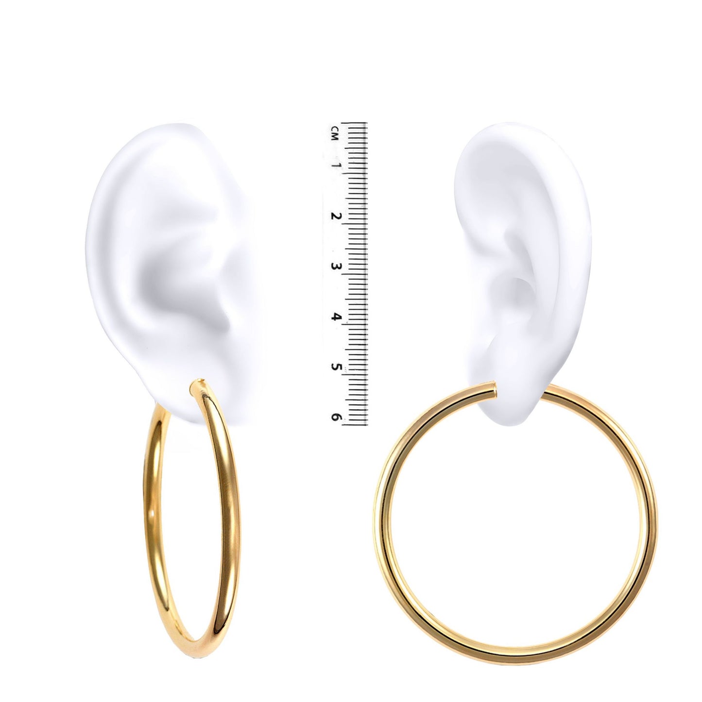Ladies 9ct Gold  Polished 4mm Hoop Earrings 57mm - JER184