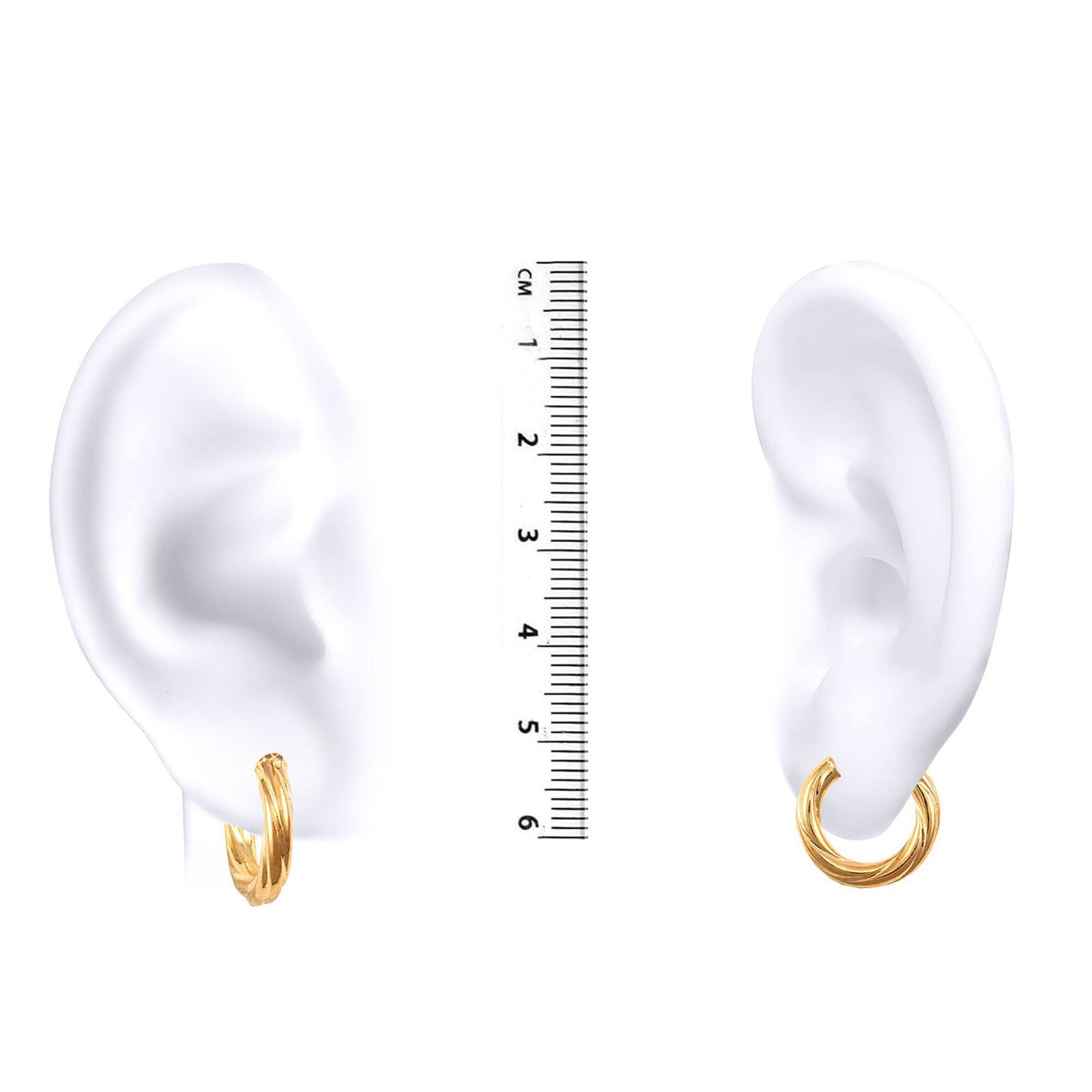 Ladies 9ct Gold  Twisted 3mm Hoop Earrings 16mm - JER194