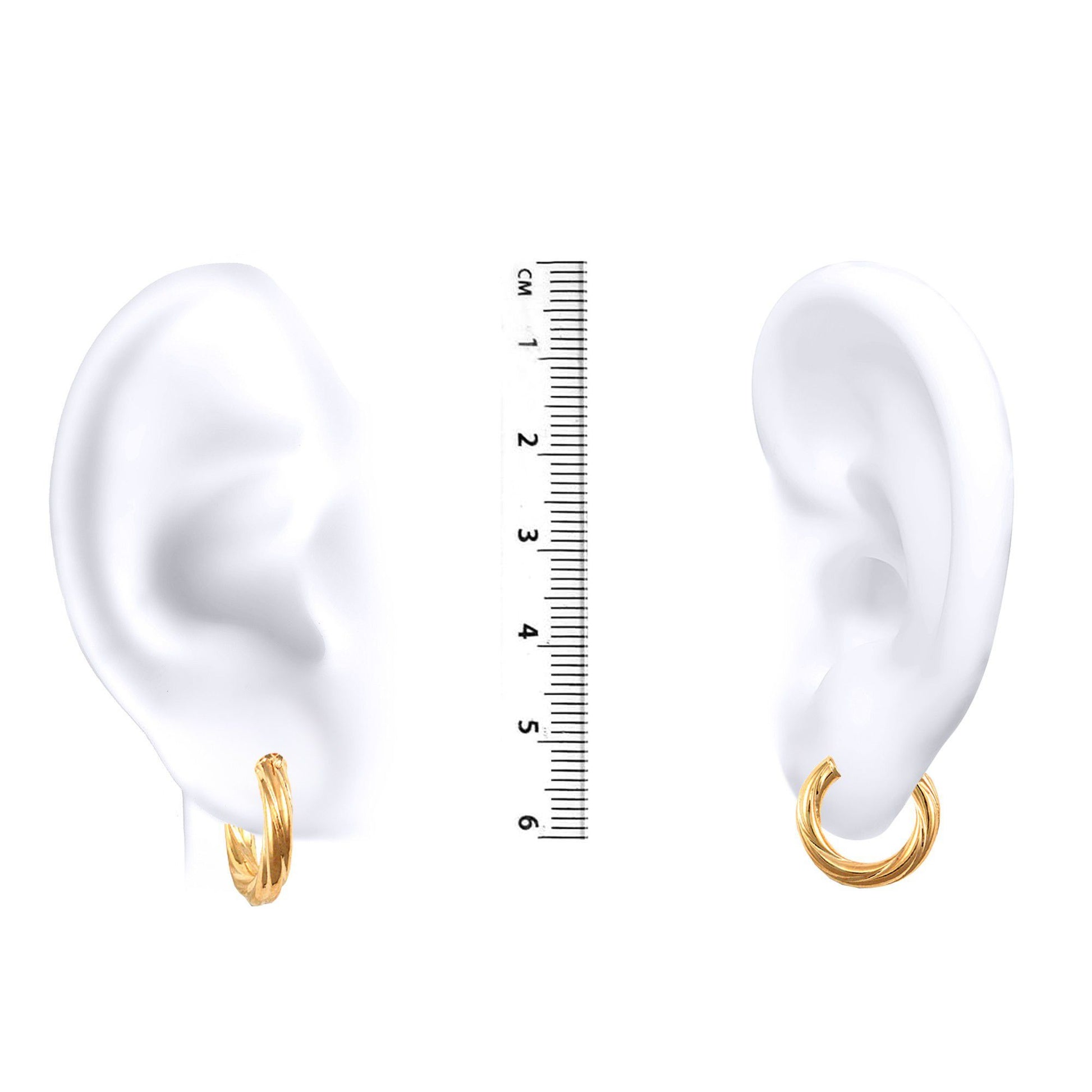 Ladies 9ct Gold  Twisted 3mm Hoop Earrings 16mm - JER194