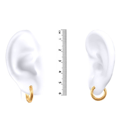 Ladies 9ct Gold  Twisted 3mm Hoop Earrings 16mm - JER194