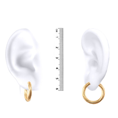 Ladies 9ct Gold  Twisted 3mm Hoop Earrings 21mm - JER195