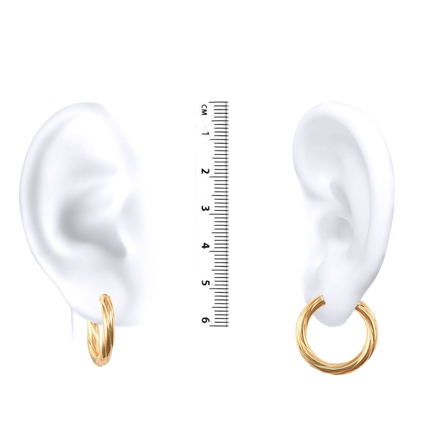 Ladies 9ct Gold  Twisted 3mm Hoop Earrings 21mm - JER195