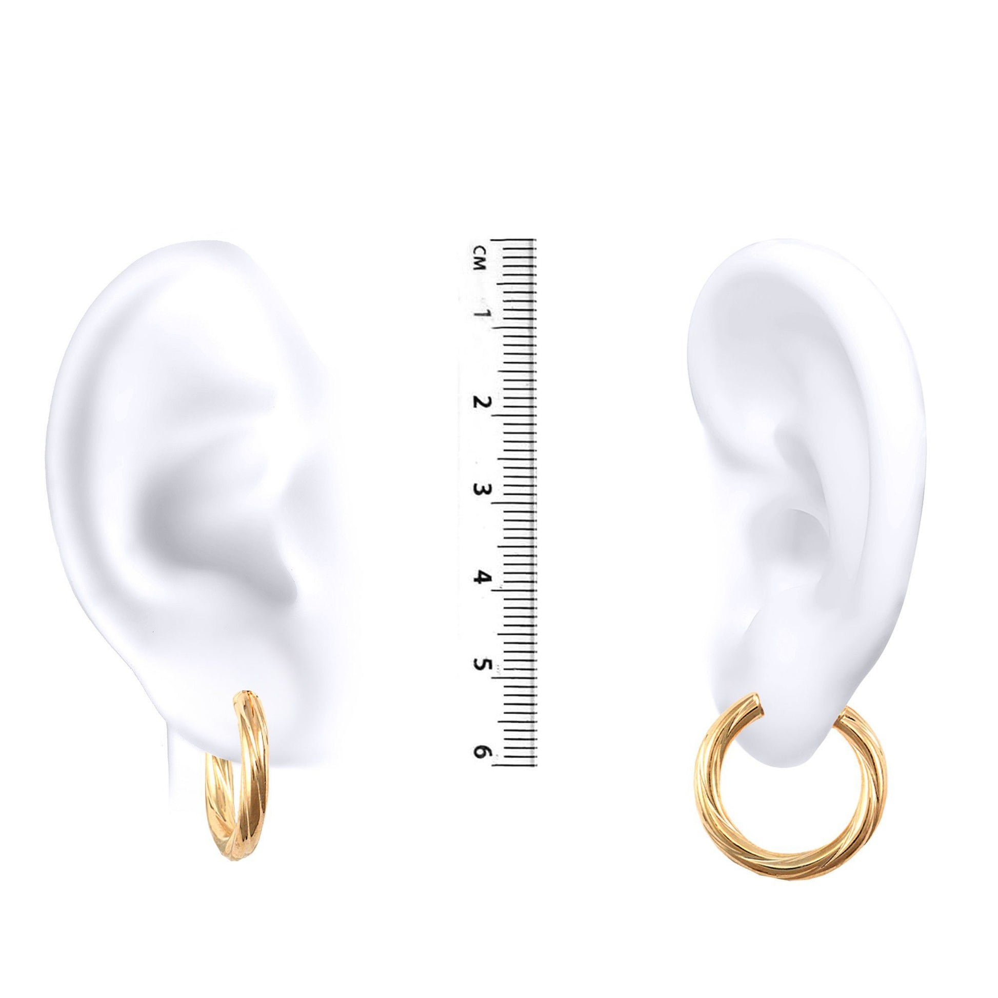 Ladies 9ct Gold  Twisted 3mm Hoop Earrings 21mm - JER195