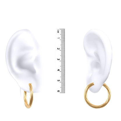Ladies 9ct Gold  Twisted 3mm Hoop Earrings 25mm - JER196