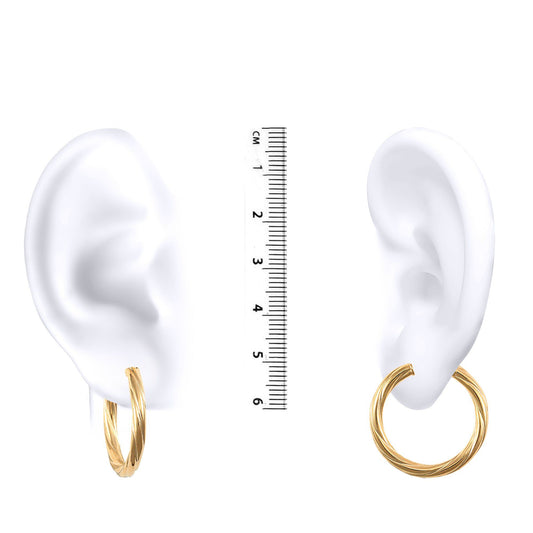 Ladies 9ct Gold  Twisted 3mm Hoop Earrings 25mm - JER196