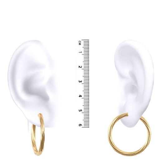 Ladies 9ct Gold  Twisted 3mm Hoop Earrings 30mm - JER197