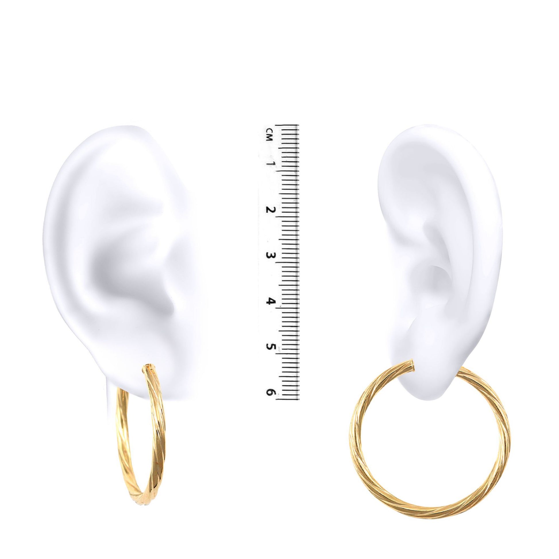 Ladies 9ct Gold  Twisted 3mm Hoop Earrings 35mm - JER198