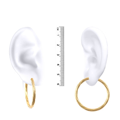 Ladies 9ct Gold  Twisted 3mm Hoop Earrings 35mm - JER198