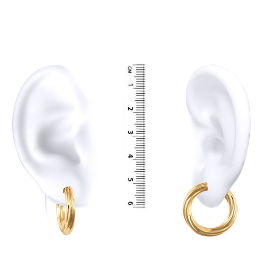 Ladies 9ct Gold  Twisted 4mm Hoop Earrings 23mm - JER201