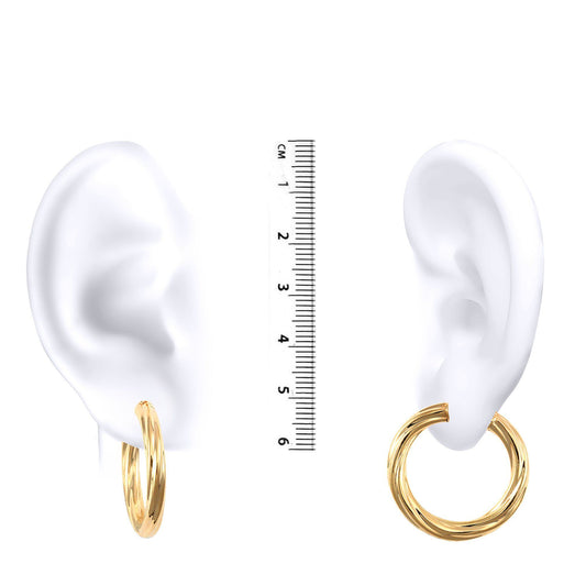 Ladies 9ct Gold  Twisted 4mm Hoop Earrings 27mm - JER202