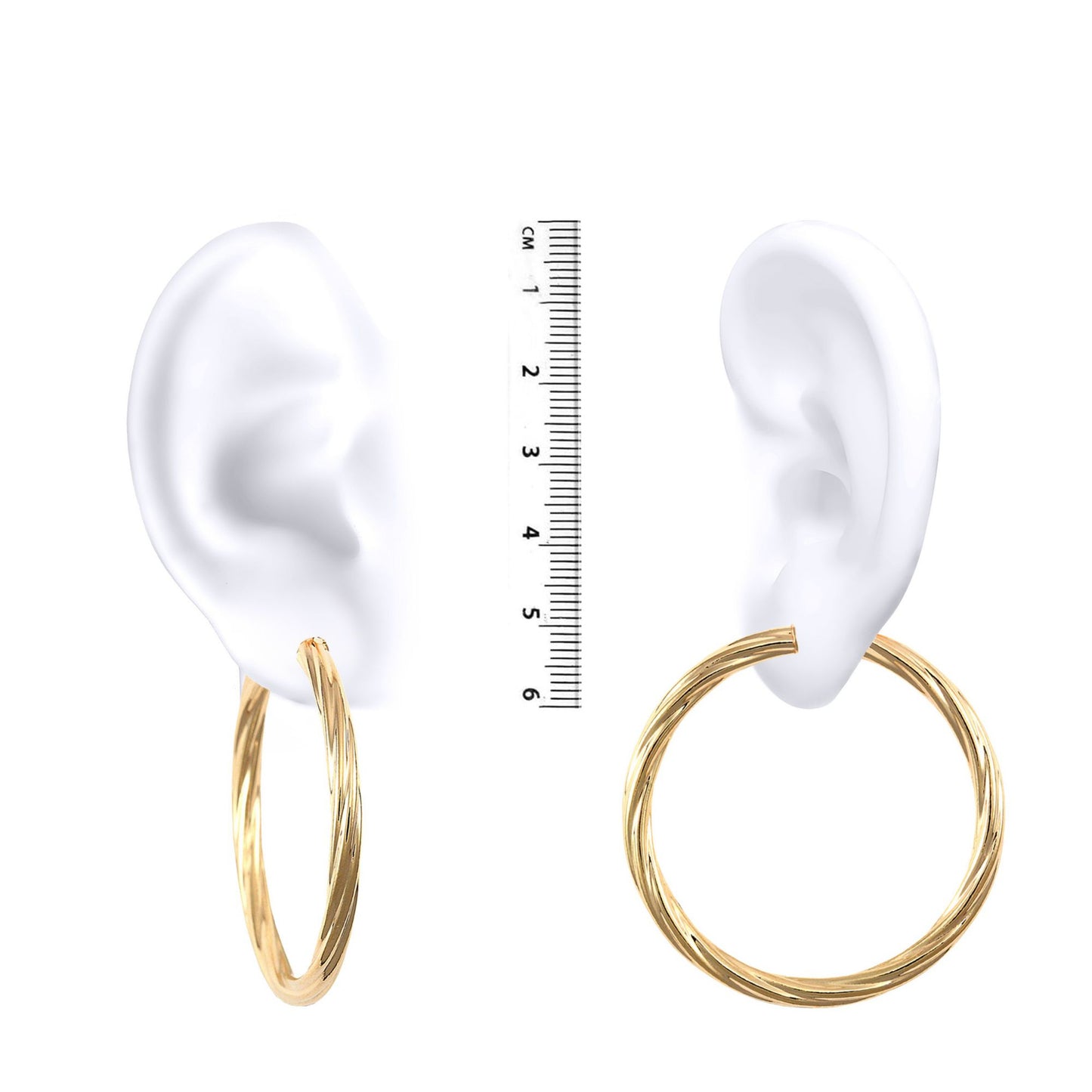Ladies 9ct Gold  Twisted 4mm Hoop Earrings 47mm - JER205