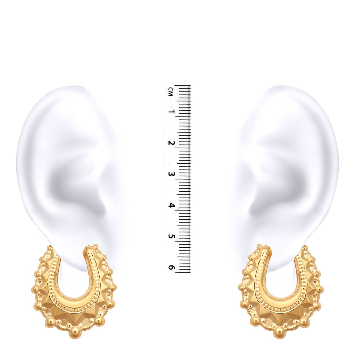 Ladies 9ct Gold  Oval Pear Spikey Creole Earrings, 29x24mm - JER306A