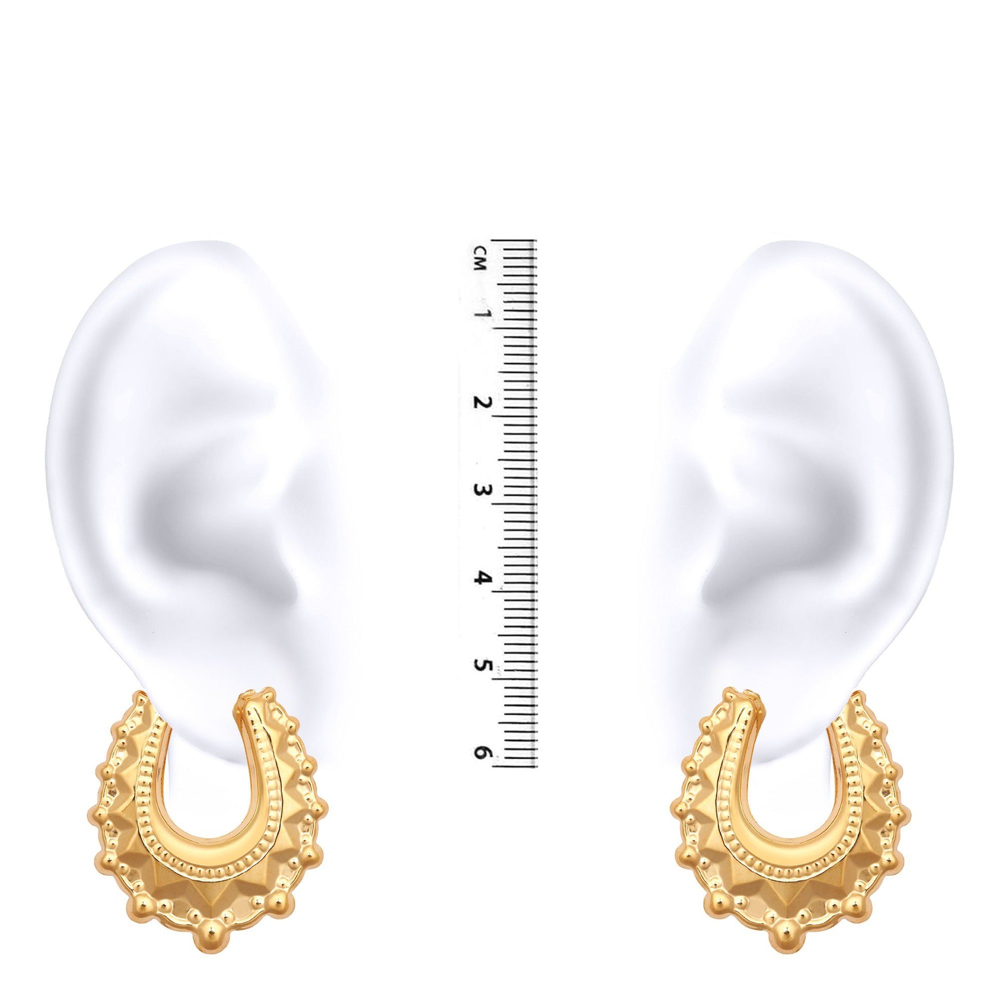 Ladies 9ct Gold  Oval Pear Spikey Creole Earrings, 29x24mm - JER306A